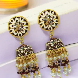 Tiya”s Maroon Meenakari Jhumka Earrings