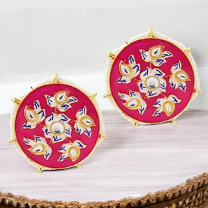 Tiya”s Pink Meenakari Stud Earrings