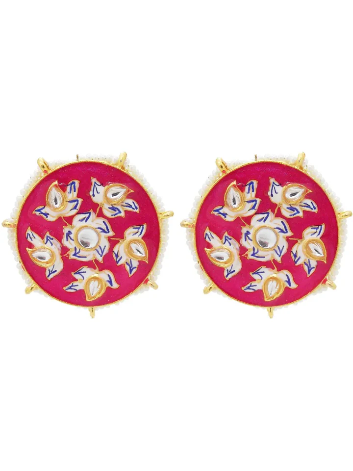 Tiya"s Pink Meenakari Stud Earrings