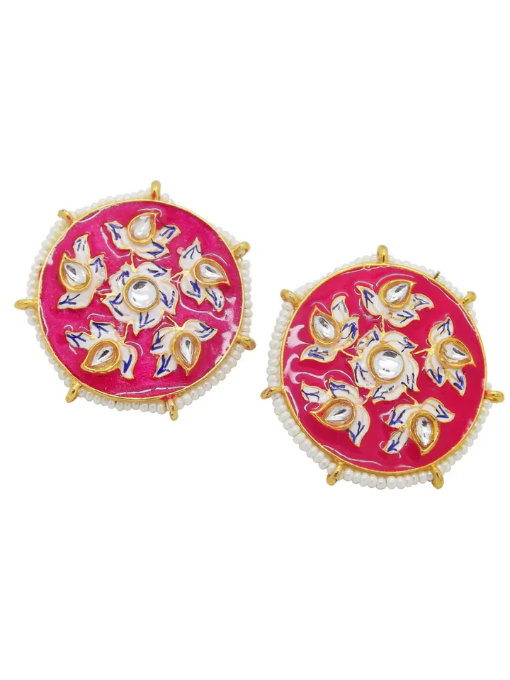 Tiya"s Pink Meenakari Stud Earrings