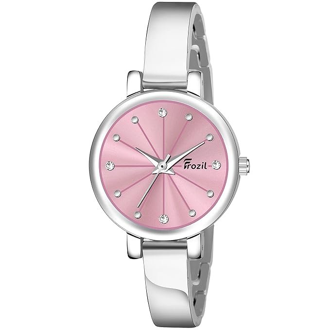 Analogue Pink Dial Silver Coloured Strap Women’s Watch with Cosmic Bracelet Combo for Girls