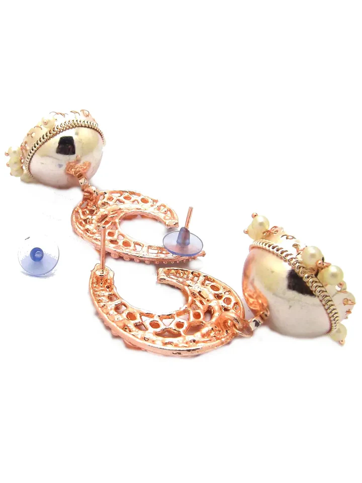 Tiya"s Peach Kundan Jhumka Earrings