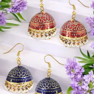 Tiya”sMeenakari Jhumkas with Pearls
