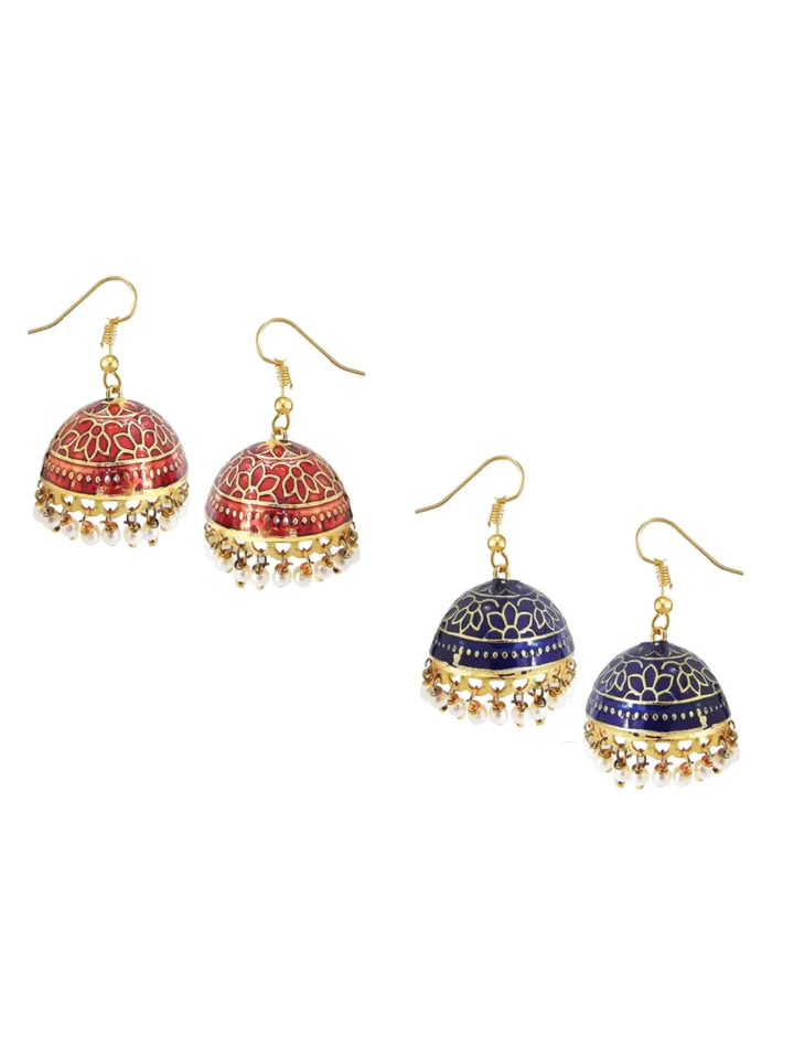 Tiya"sMeenakari Jhumkas with Pearls