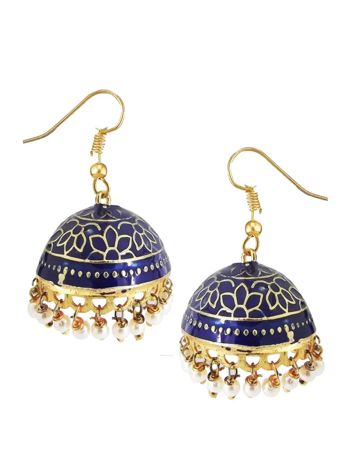 Tiya"sMeenakari Jhumkas with Pearls