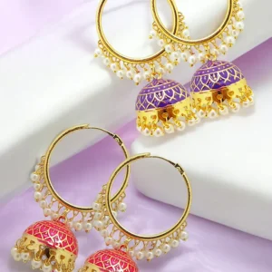 Combo Pack Pink & Purple Jhumka Earrings