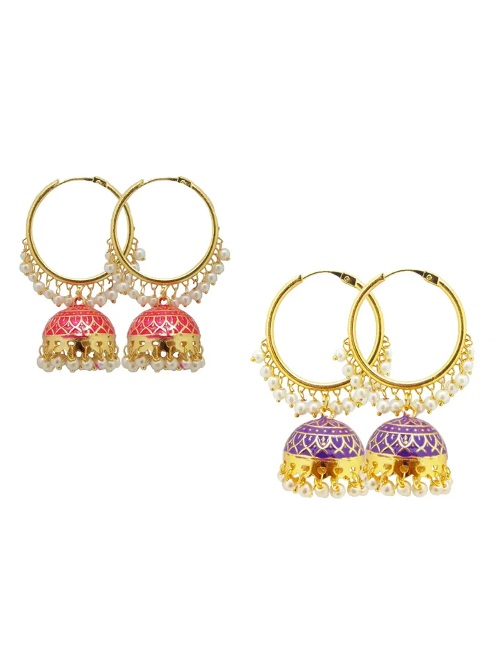Combo Pack Pink & Purple Jhumka Earrings