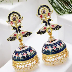 Blue Meenakari Enamelled Jhumkas