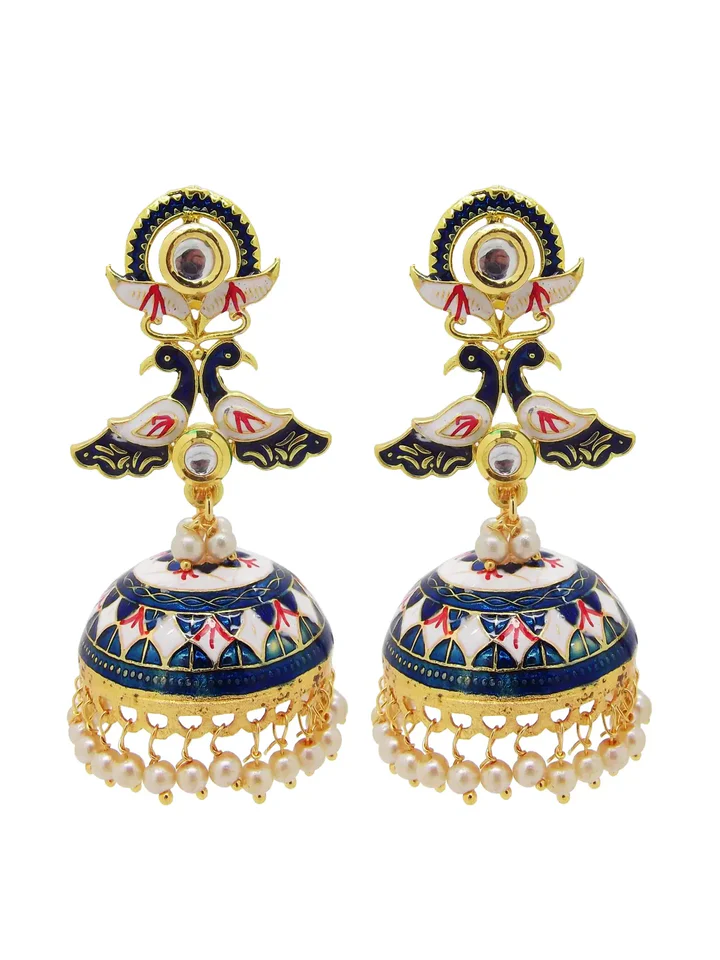 Blue Meenakari Enamelled Jhumkas