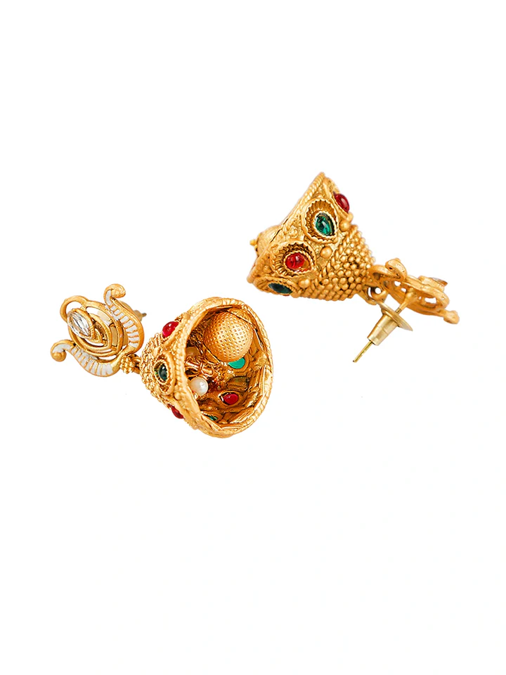 Tiya"s Rajwadi Gold Plated Peacock Pearl Long Necklace Set