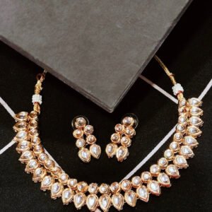 Tiya”s Gold plated Double Line Kundan Necklace Set