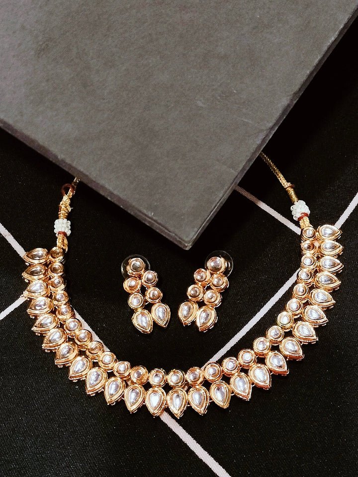 Tiya"s Gold plated Double Line Kundan Necklace Set