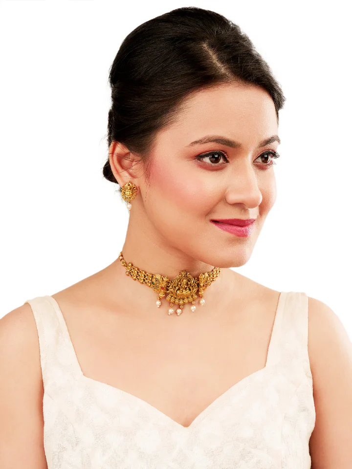 Tiya"s Temple Traditional Gold Plated Choker