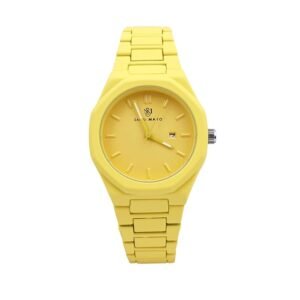 Classic Yellow Analog Watch for Women with Round Yellow Dial & Stainless Steel Band | Japanese Quartz Movement | Water Resistant | Formal & Casual Wear | Wristwatch Gift