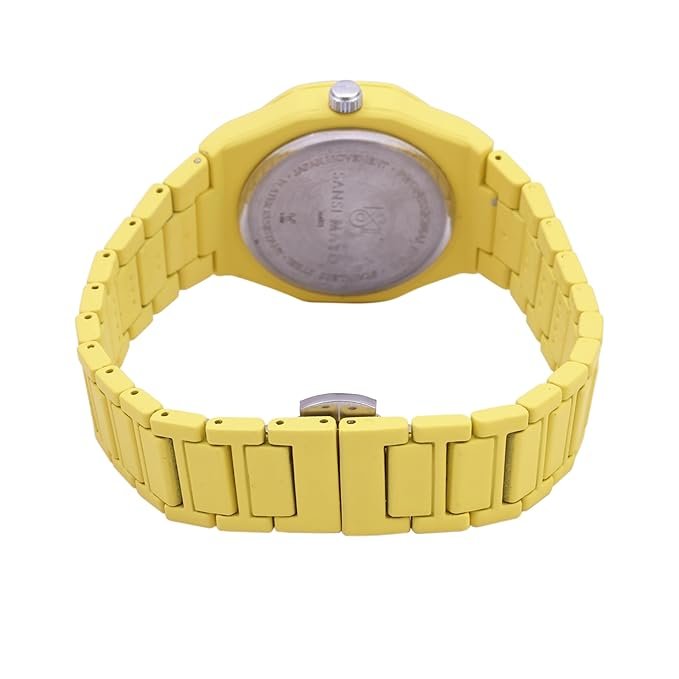 Classic Yellow Analog Watch for Women with Round Yellow Dial & Stainless Steel Band | Japanese Quartz Movement | Water Resistant | Formal & Casual Wear | Wristwatch Gift