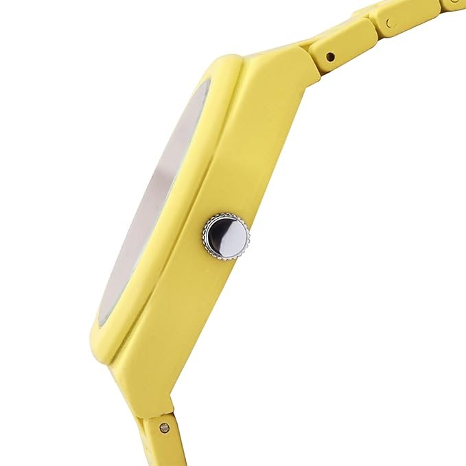 Classic Yellow Analog Watch for Women with Round Yellow Dial & Stainless Steel Band | Japanese Quartz Movement | Water Resistant | Formal & Casual Wear | Wristwatch Gift