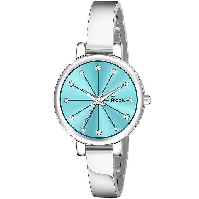 Analogue Sky Blue Dial Silver Coloured Strap Women’s Watch with Cosmic Bracelet Combo for Girls