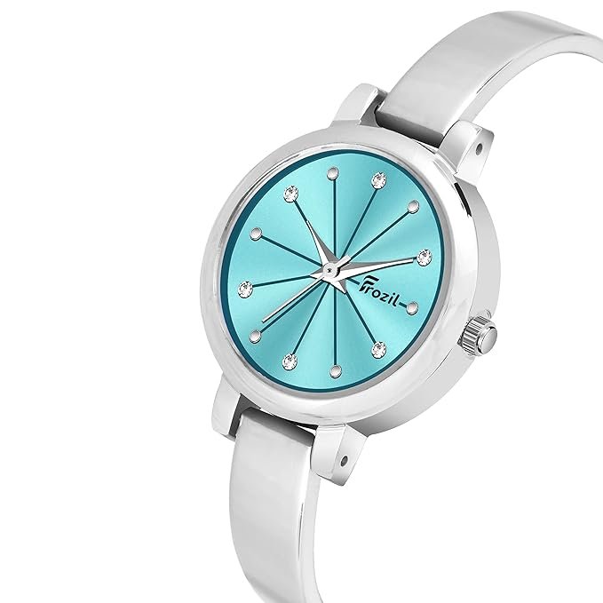 Analogue Sky Blue Dial Silver Coloured Strap Women’s Watch with Cosmic Bracelet Combo for Girls