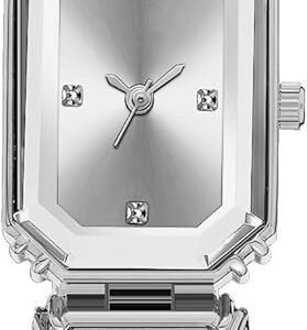 Tiya”s Octagon Cut Silver Bracelet Watch for Women