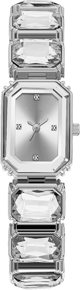 Tiya”s Octagon Cut Silver Bracelet Watch for Women