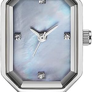 Tiya”s Octagon Cut Silver Blue Bracelet Watch for Women