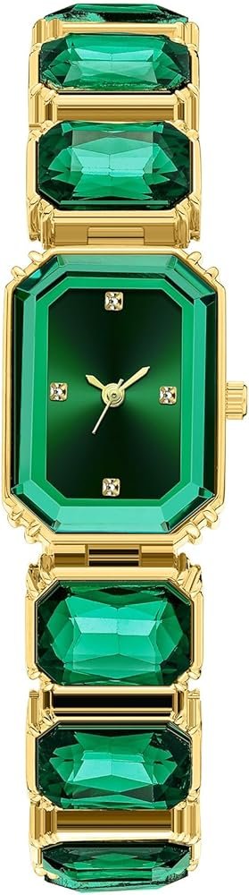 Tiya”s Octagon Cut Green Bracelet Watch for Women