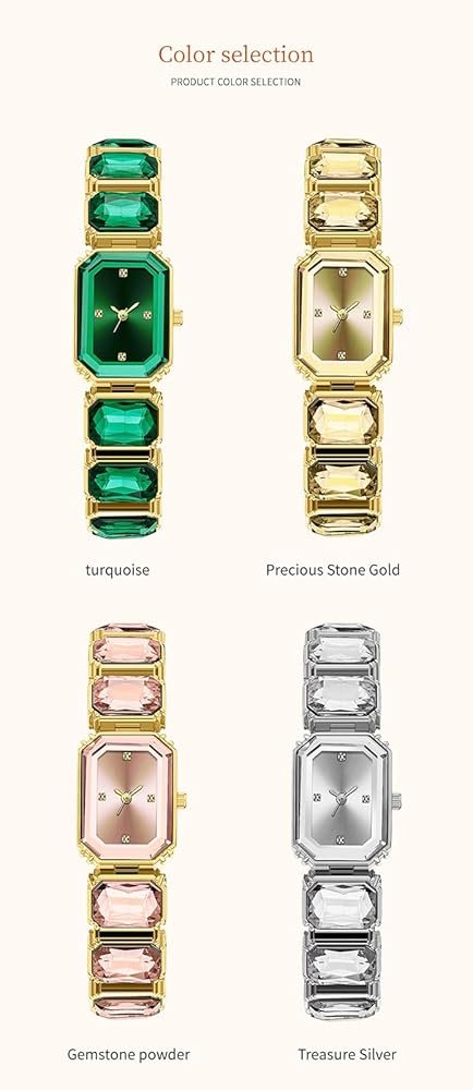 Tiya"s Octagon Cut Green Bracelet Watch for Women